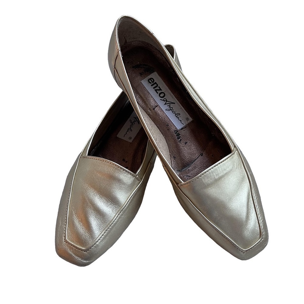 Enzo Angiolini Gold Leather Loafer Flats Low Heel 9W